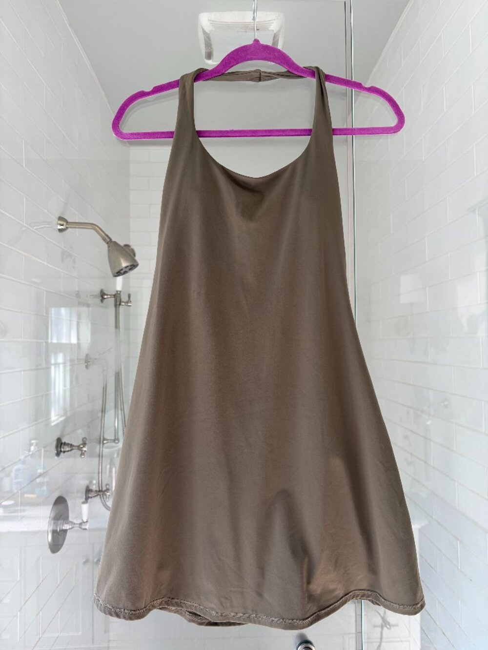 Olive Green Workout-Style Halter Dress - Size: Medium